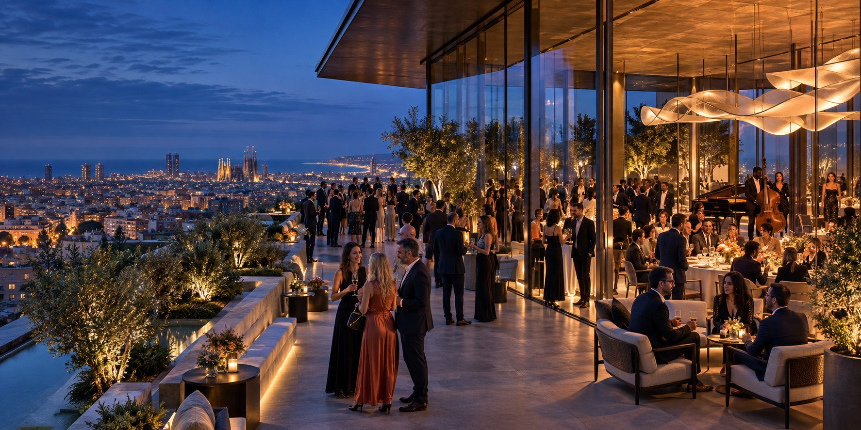 Corporate networking event overlooking Barcelona