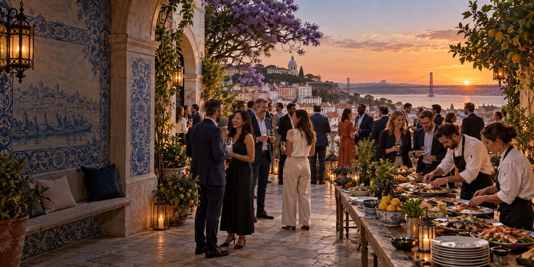 Corporate event overlooking Lisbon and the River Tagus