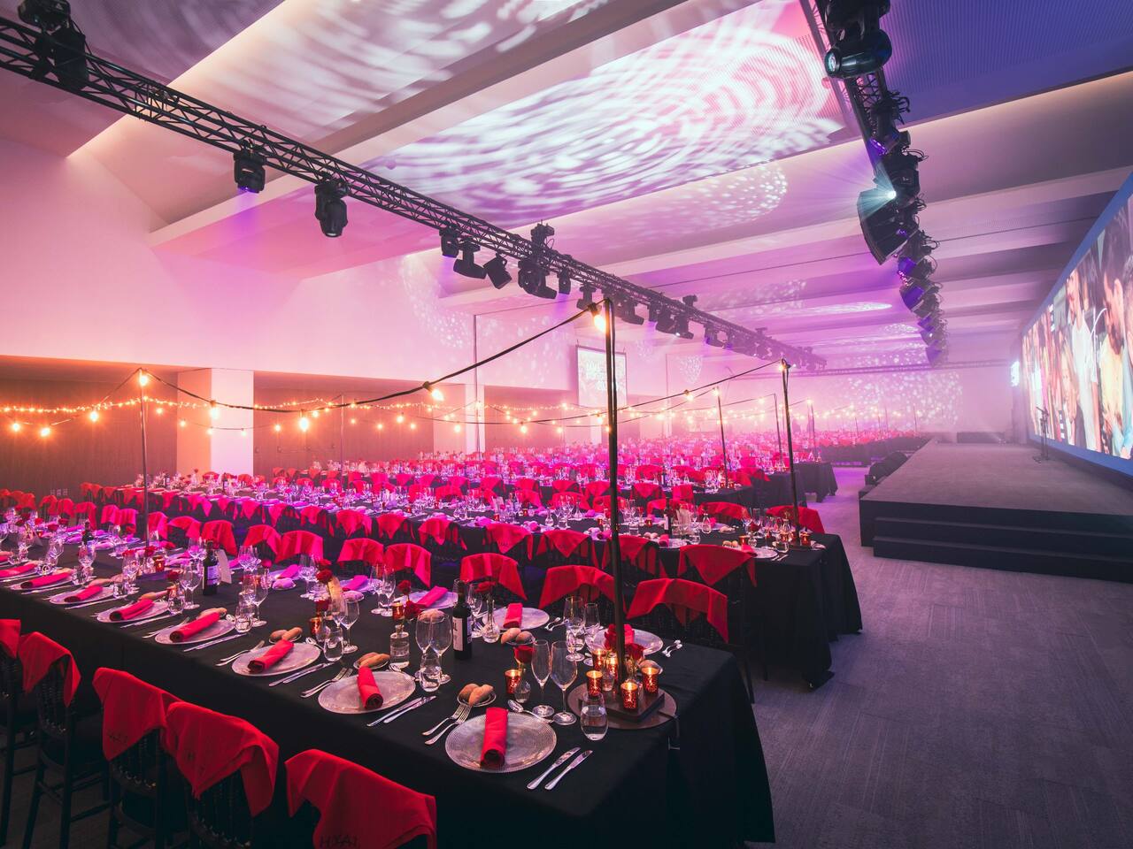 Grand Hyatt Barcelona ballroom arranged for a corporate gala dinner